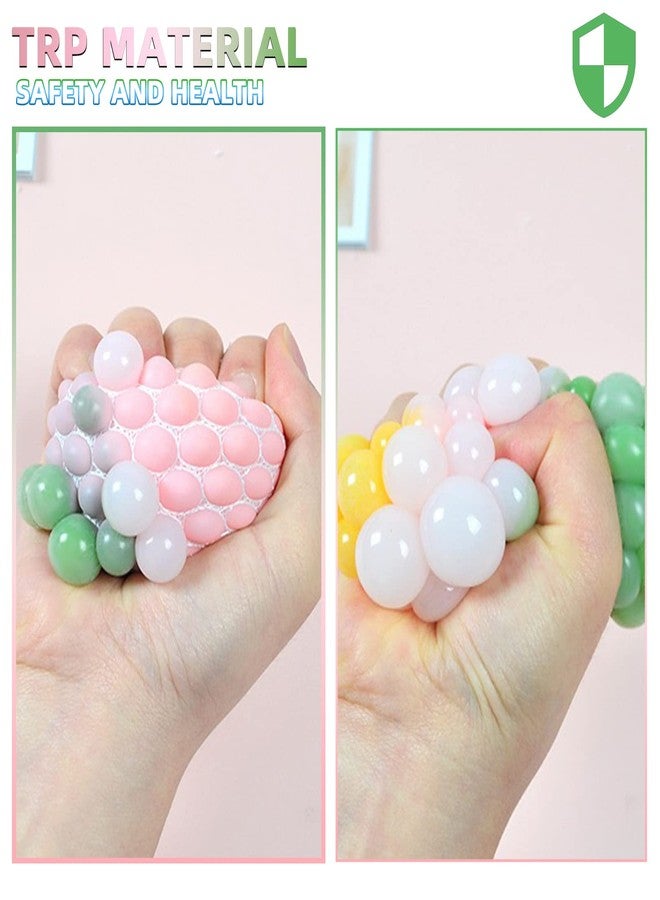 MEIEST 4 PCS Colorful Mesh Grape Stress Balls - Squeeze Color Change Fidget Toys for Stress Relief and Hand Exercise - Image 4